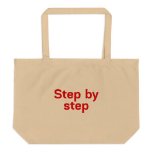 Large organic tote bag "Step by step"