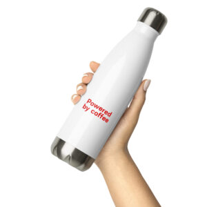 Stainless steel water bottle "Powered by coffee"