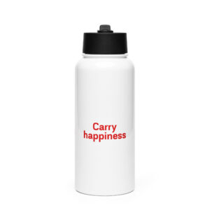 Stainless steel water bottle with a straw lid "Carry happiness"