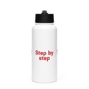 Stainless steel water bottle with a straw lid "Step by step"