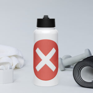 Stainless steel water bottle with a straw lid