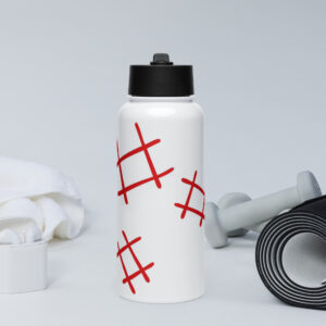 Stainless steel water bottle with a straw lid "Abstract Lines"