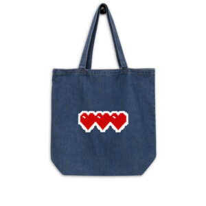 Organic Denim Carryall Pixel Heart