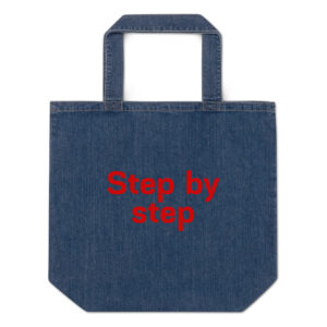 Organic denim tote bag "Step by step"