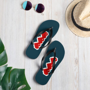 Pixel Heart Beach Flip-Flops